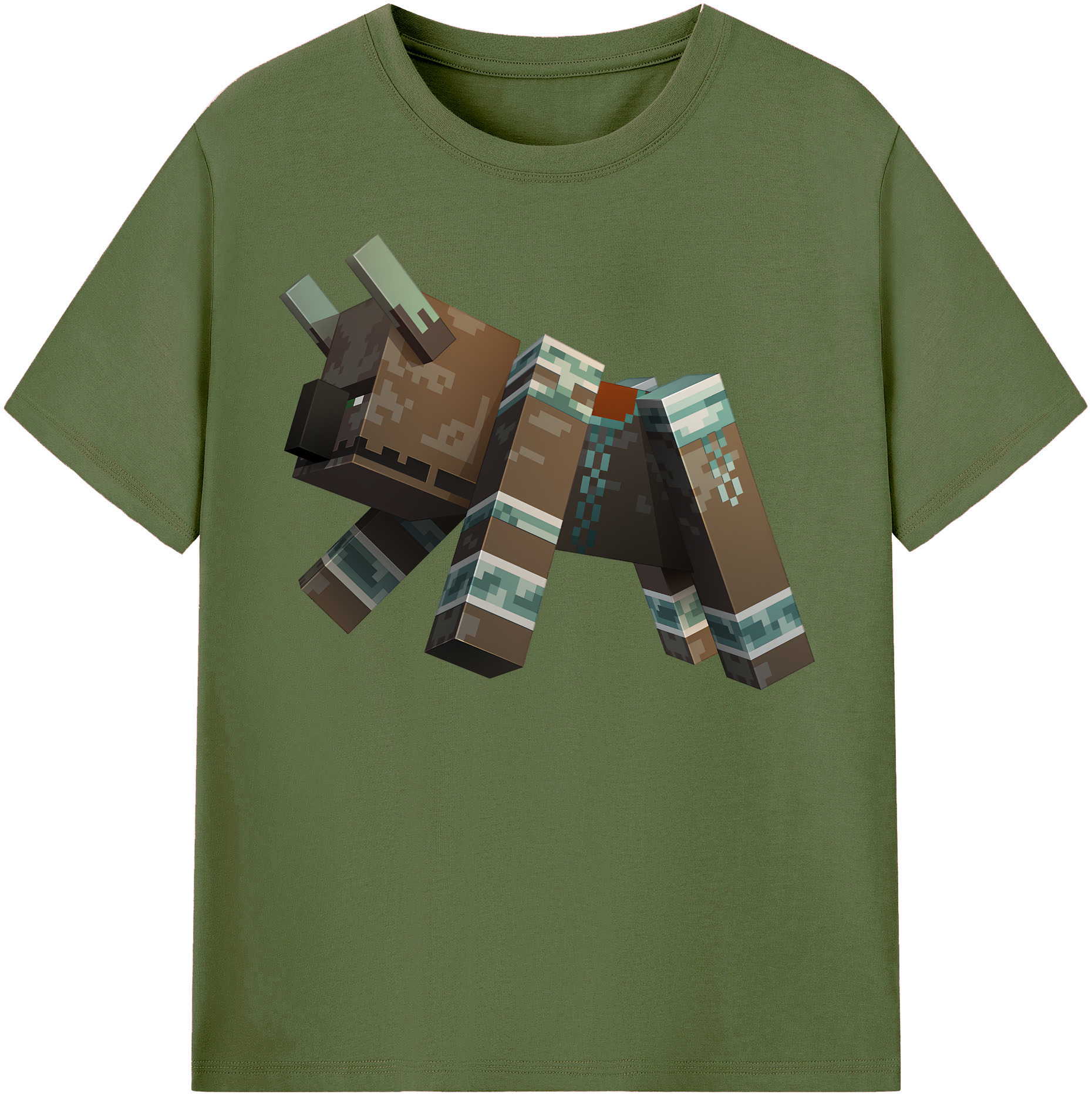 （画像用） マインクラフト ブロックの世界 Minecraft MC Block world 綿100％半袖Tシャツ（フロントプリント）